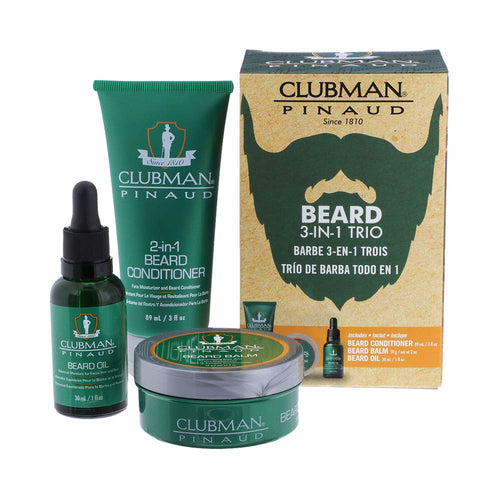Clubman Beard 3 Piece Pack Set (Beard Wash & Conditioner, Beard Oil, Beard Balm)